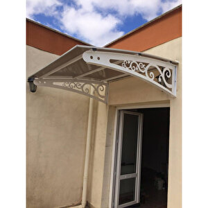 Metal Taşıyıcılı Kapı Üstü Pratik Sundurma 150x70 Md2, Siyah