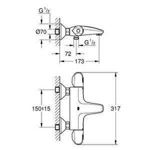 Grohtherm 1000 Termostatik Banyo/duş Bataryası 1/2" - 348162433