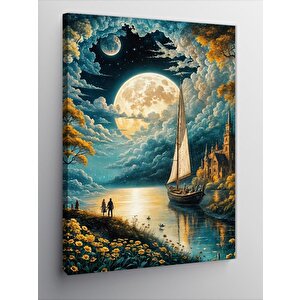 Kanvas Tablo Göldeki Yelkenli Tekne 50x70 cm
