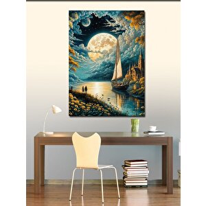 Kanvas Tablo Göldeki Yelkenli Tekne 100x140 cm