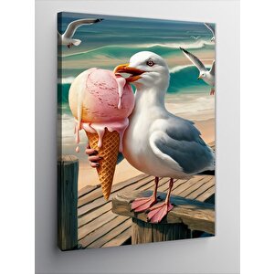 Kanvas Tablo Dondurma Yiyen Martı 50x70 cm