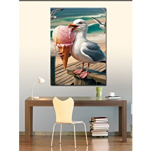 Kanvas Tablo Dondurma Yiyen Martı 50x70 cm