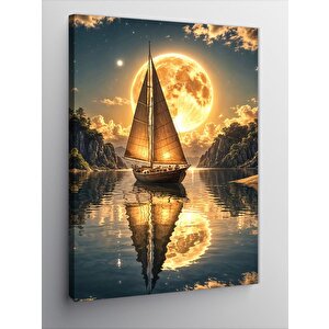 Kanvas Tablo Göldeki Yelkenli Tekne 100x140 cm