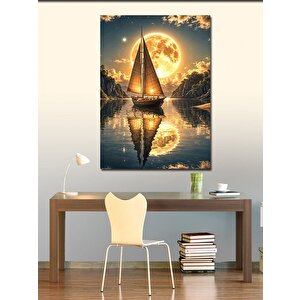 Kanvas Tablo Göldeki Yelkenli Tekne 100x140 cm
