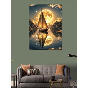 Kanvas Tablo Göldeki Yelkenli Tekne 100x140 cm