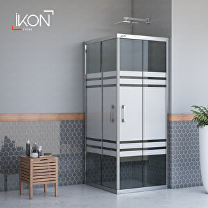 Kare Krom Füme Buzlu Cam Duşakabin 130x130 cm