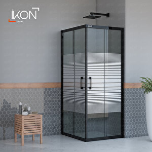 Kare Siyah Füme Buzlu Cam Duşakabin 130x130 cm