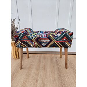 Çok Renkli Puf, Etnik Desenli Modern Puf, Kapı Önü Pufu