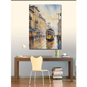 Kanvas Tablo Yağmurda Tramvay 100x140 cm