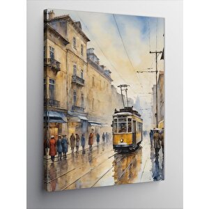 Kanvas Tablo Yağmurda Tramvay 50x70 cm