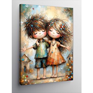 Kanvas Tablo İkiz Çocuklar 50x70 cm
