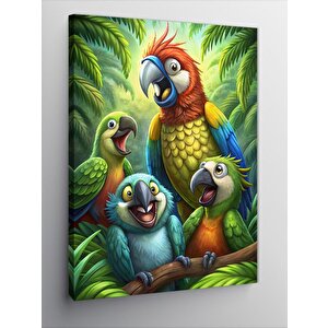 Kanvas Tablo Papağan Ailesi 70x100 cm