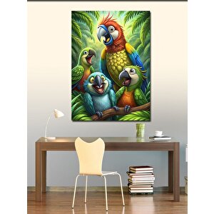 Kanvas Tablo Papağan Ailesi 70x100 cm