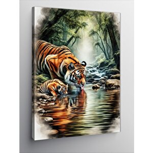 Kanvas Tablo Kaplan Su İçerken 70x100 cm