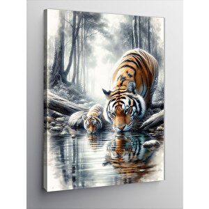 Kanvas Tablo Kaplan Ve Su Yansıması 50x70 cm