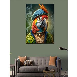 Kanvas Tablo Papağan Ve Şapka 50x70 cm