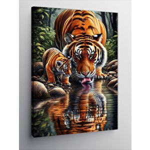 Kanvas Tablo Kaplan Ve Su Yansıması 100x140 cm