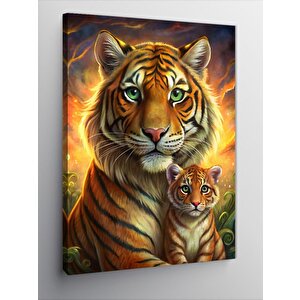 Kanvas Tablo Kaplan Ve Yavrusu 50x70 cm