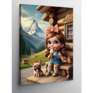 Kanvas Tablo Dondurma Yiyen Kız Çocuğu  100x140 cm