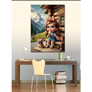 Kanvas Tablo Dondurma Yiyen Kız Çocuğu  100x140 cm