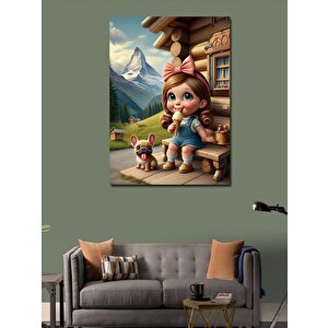 Kanvas Tablo Dondurma Yiyen Kız Çocuğu  100x140 cm