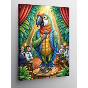 Kanvas Tablo Mikrofonda Papağan 100x140 cm