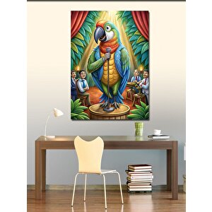 Kanvas Tablo Mikrofonda Papağan 100x140 cm