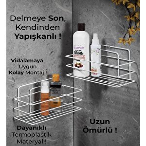 Ömür Boyu Paslanmaz Yapışkanlı Banyo Düzenleyici Raf
