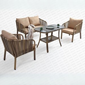 Capri Swing Artemis İkili Rattan Balkon Bahçe Takımı | Açık Kahve