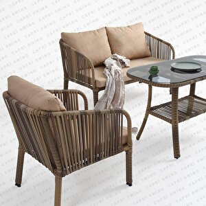 Capri Swing Artemis İkili Rattan Balkon Bahçe Takımı | Açık Kahve