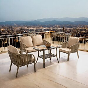 Capri Swing Artemis İkili Rattan Balkon Bahçe Takımı | Açık Kahve