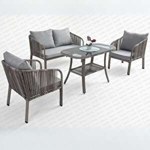Capri Swing Artemis İkili Rattan Balkon Bahçe Takımı | Gri