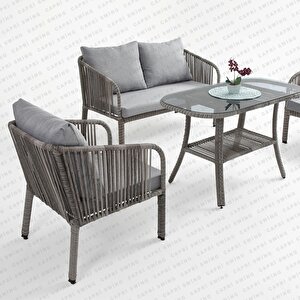 Capri Swing Artemis İkili Rattan Balkon Bahçe Takımı | Gri
