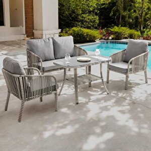 Capri Swing Artemis İkili Rattan Balkon Bahçe Takımı | Gri