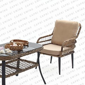 Capri Swing Pisa Üçlü Rattan Bahçe Balkon Oturma Grubu | Kahve | 803