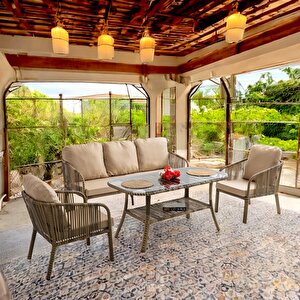 Capri Swing Artemis Üçlü Rattan Balkon Bahçe Takımı | Açık Kahve