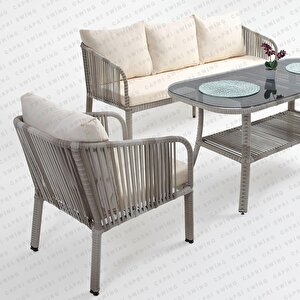 Capri Swing Artemis Üçlü Rattan Balkon Bahçe Takımı | Beyaz
