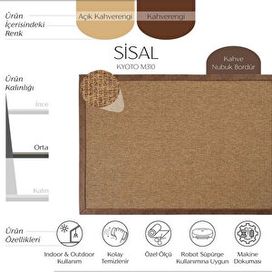 Kyoto M310 Hav Toz Vermez Kolay Temizlenen Hasır Doku İnce Düğüm İthal Sisal Halı 80x150 cm