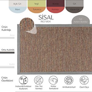 Rio M04 Hav Toz Vermez Kolay Temizlenen Hasır Dokulu Ithal Bordürlü Sisal Halı 200x290 cm