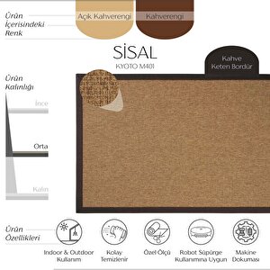 Kyoto M401 Hav Toz Vermez Kolay Temizlenen Hasır Doku İnce Düğüm İthal Sisal Halı 80x300 cm