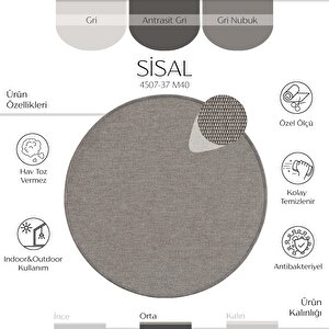 Montana M40 Hav Toz Vermez Silinebilir Hasır Dokulu İri Düğüm İthal Yuvarlak Sisal Halı 120x120 cm