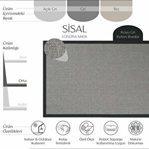 Londra M406 Hav Toz Vermez Kolay Temizlenen Hasır Doku İnce Düğüm İthal Sisal Halı 100x200 cm