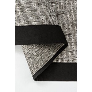 Londra Siyah Keten Hav Toz Vermez Silinebilir Hasır Dokulu İnce Düğüm İthal Sisal Halı 120x450 cm