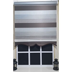 Pliseli Zebra Stor Perde Kahve Gri Etek Dilimli St 015