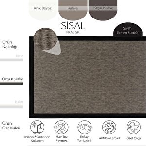 Prag Siyah Keten Hav Toz Vermez Kolay Temizlenen Hasır Dokulu İnce Düğüm İthal Sisal Halı 80x250 cm