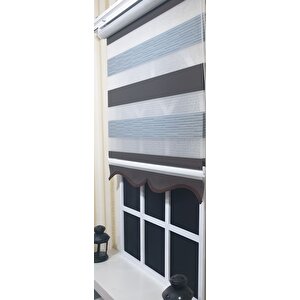 Pliseli Zebra Stor Perde Kahve Gri Etek Dilimli St 015 180x260 cm
