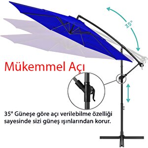 3 Mt 8 Kaburga Full Demir 21 Kg Mavi Bahçe Şemsiyesi