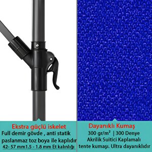 3 Mt 8 Kaburga Full Demir 21 Kg Mavi Bahçe Şemsiyesi
