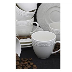 Bone Pearl Başak Sade 12 Parça Kahve Fincan Takımı