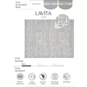 Lavita 12 Gri Yıkanabilir Mutfak Halısı Yumuşak Tuşeli Şönil Halı Kaymaz Taban i̇nce kilim 160x230 cm